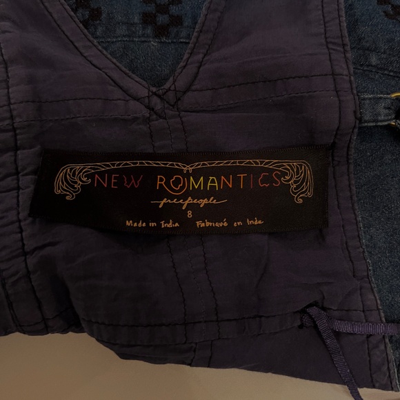 Free People New Romantics Denim Dress Sz 8 - Picture 12 of 15